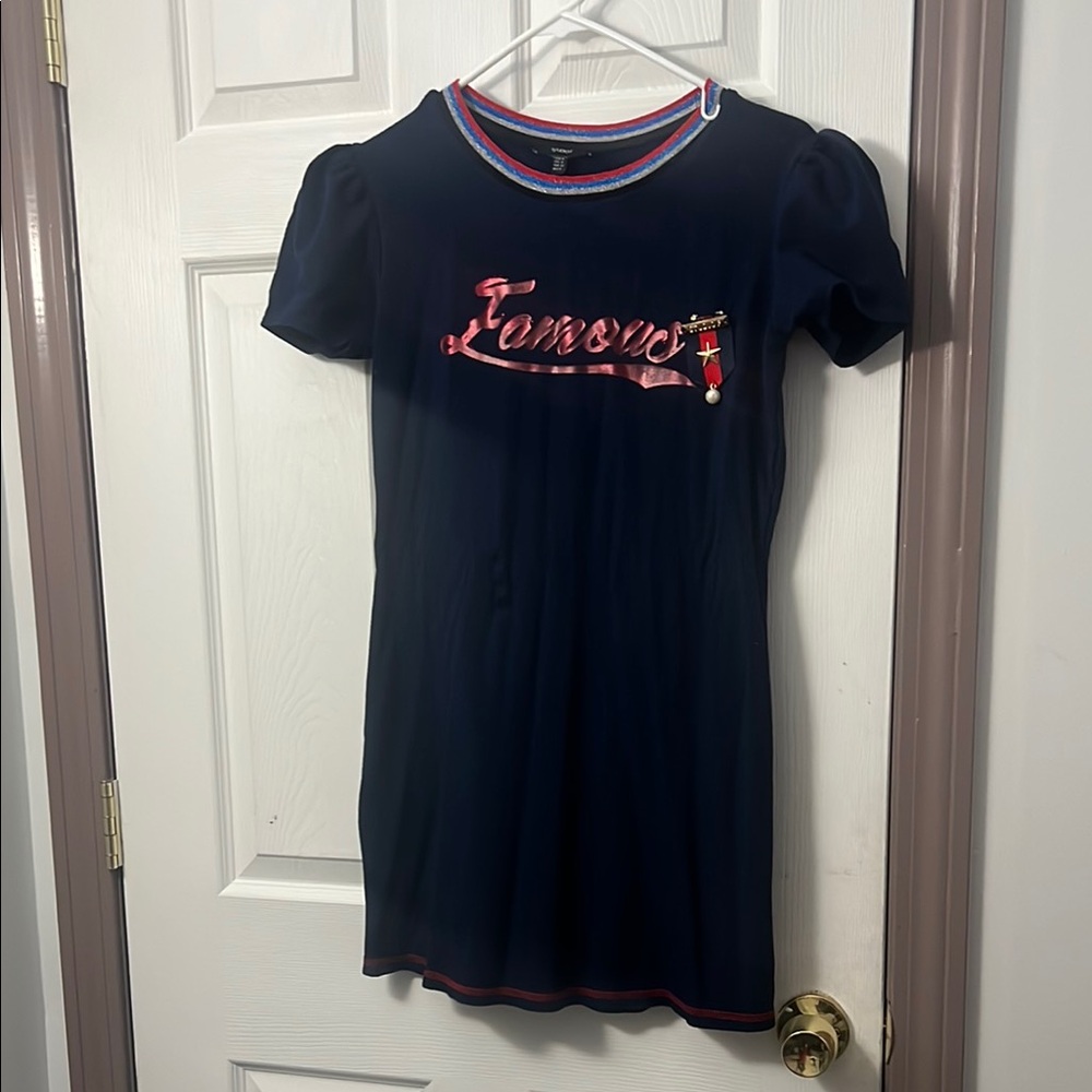 Max Studio Navy Mini Dress with Red Accents